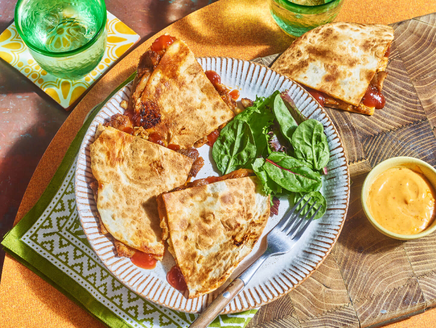 Flavourup mealtimes Nando’s Smokey BBQ chicken & cheese quesadillas