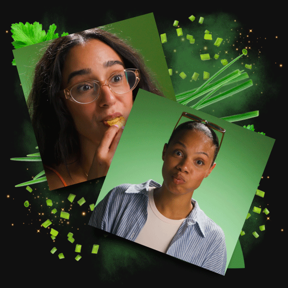 Two people demonstrating their 'intense face'