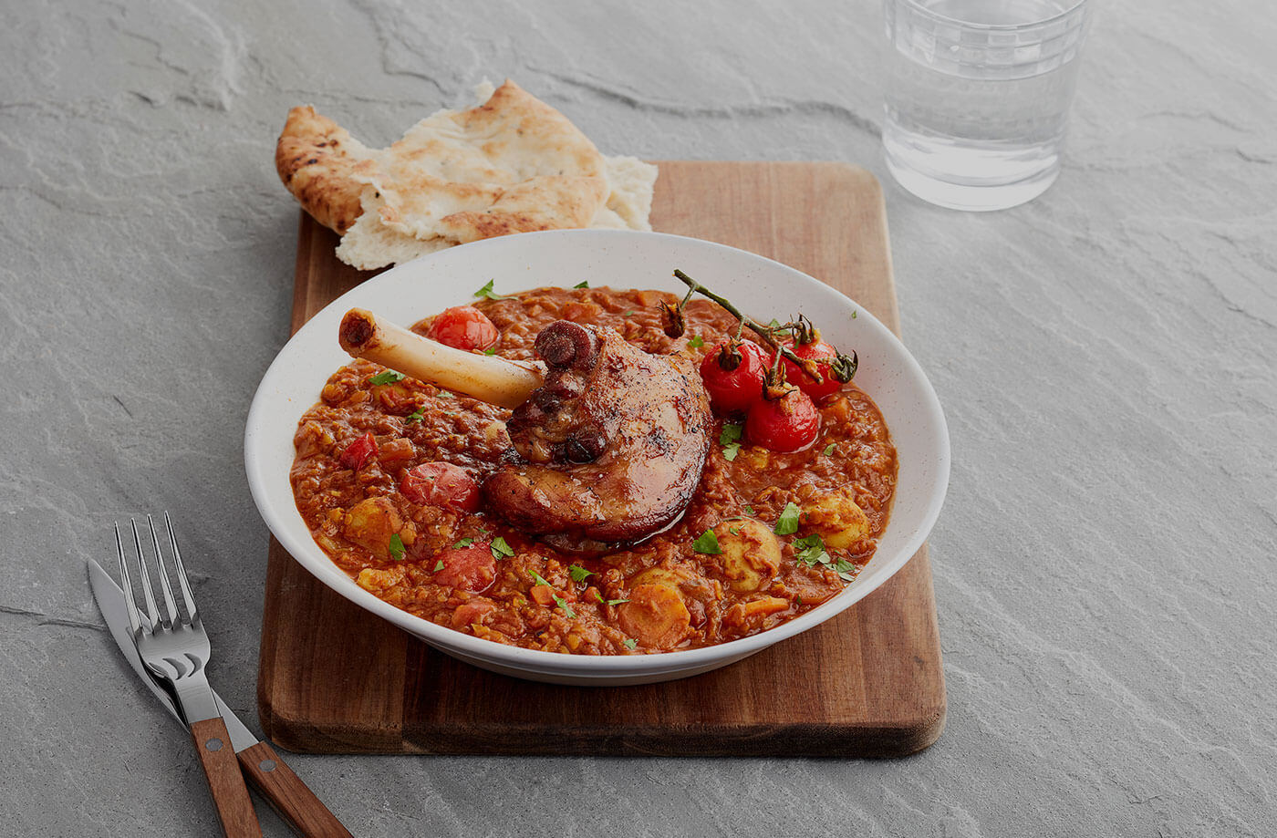 Slowcooked Welsh Lamb shanks with rogan josh lentil & potato ragout Meat Promotion Wales