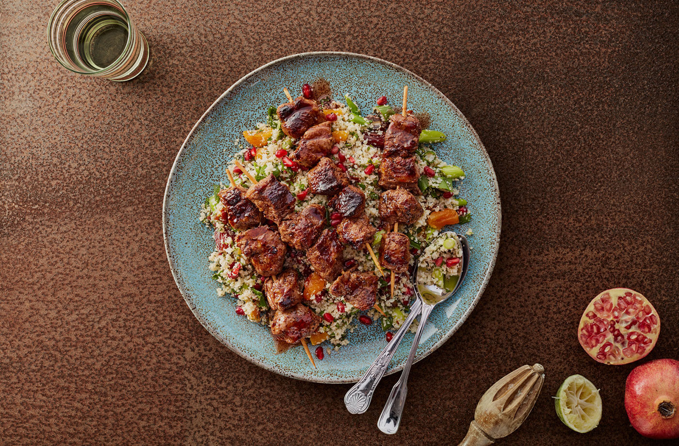 Spiced sumac Welsh Lamb kebabs with cauliflower couscous Meat