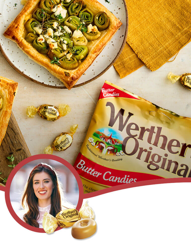 Caramelised leek & goat’s cheese puff pastry tarts | Werther’s Originals