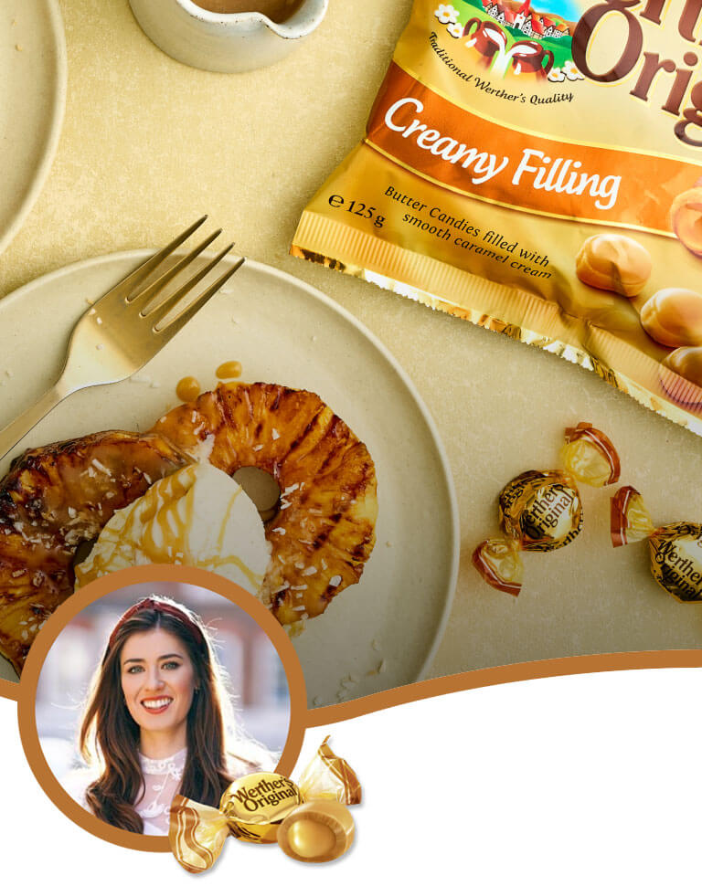 Grilled pineapple with toasted coconut, ice cream & caramel sauce | Werther’s Originals